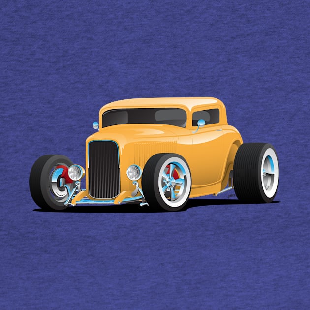 Classic American Yellow 32 Hotrod Car Illustration by hobrath